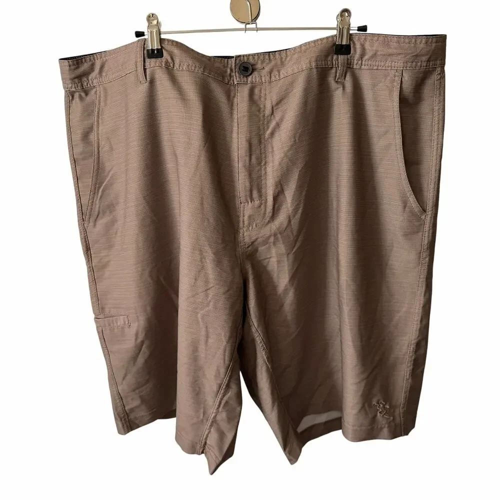 Set of 2 Da Hui Mens Size 42 Casual Shorts Hybrid Collection Beige Heather Gray